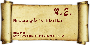 Mracsnyák Etelka névjegykártya